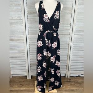 Maxi/Romper Dress Black Floral-Large